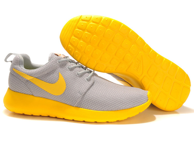 Nike Roshe Running Chaussures Hommes Gris Jaune